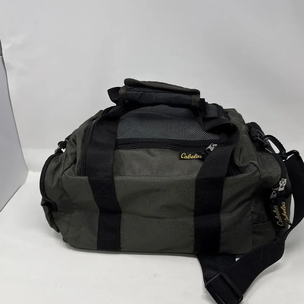 Cabela's Club Catch All Gear Bag, Green And Black Many Pockets Shoulder Strap